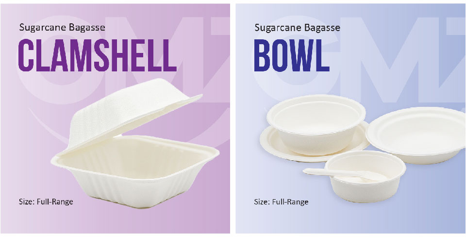 disposable bagasse clamshell