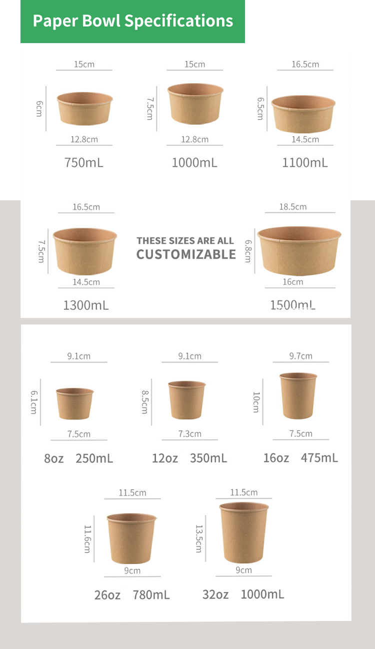 specification of paper food container 