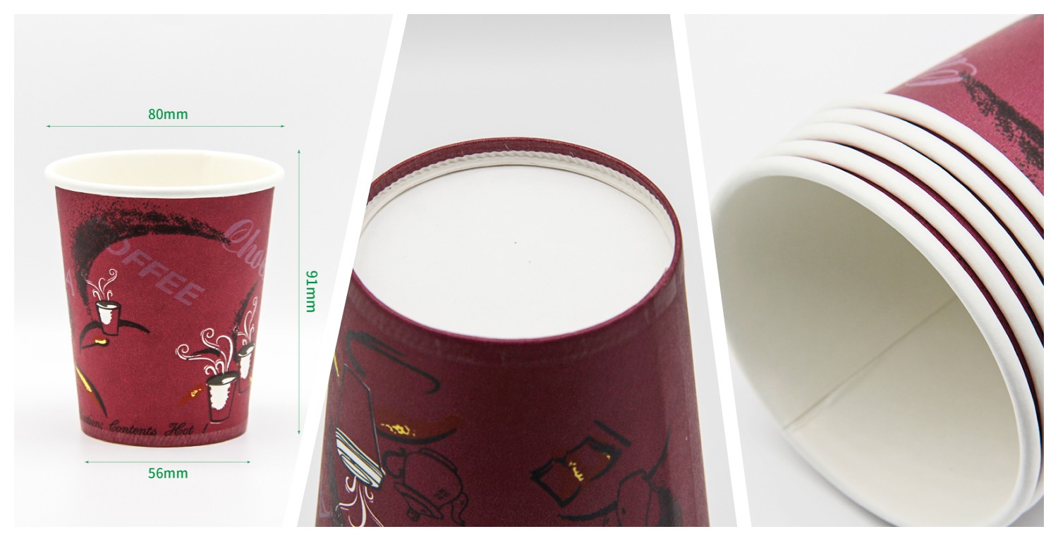details of 8oz 80mm paper cup