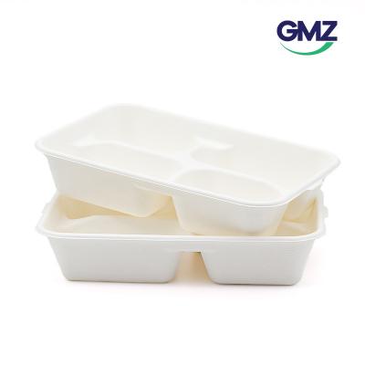  4 or 5 compartment sugarcane bagasse lunch tray with lid